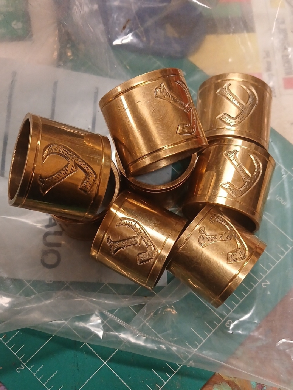 Brass Napkin Rings with Lettering - Y Set of 8